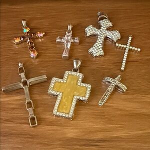 Assorted Cross Pendant Charms with Crystals